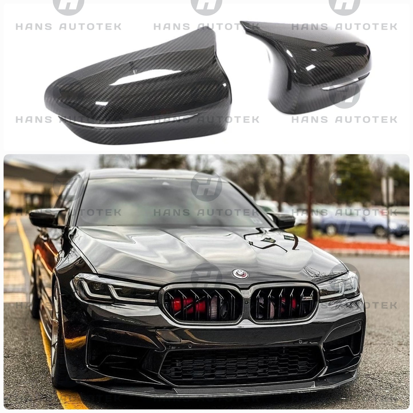 BMW F90 M5 CARBON FIBER ADD-ON PERFORMANCE STYLE MIRROR COVER CAPS