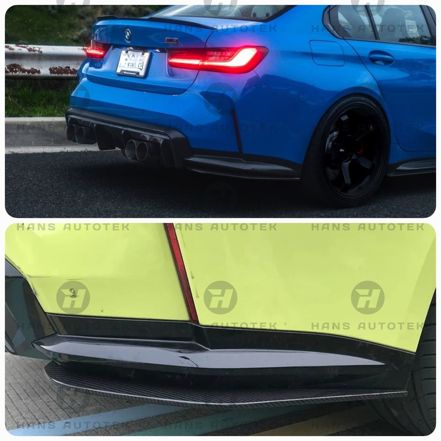 P Style Dry Carbon Fiber Rear Bumper Splitters FOR BMW M3 G80 G81 Sedan & Wagon