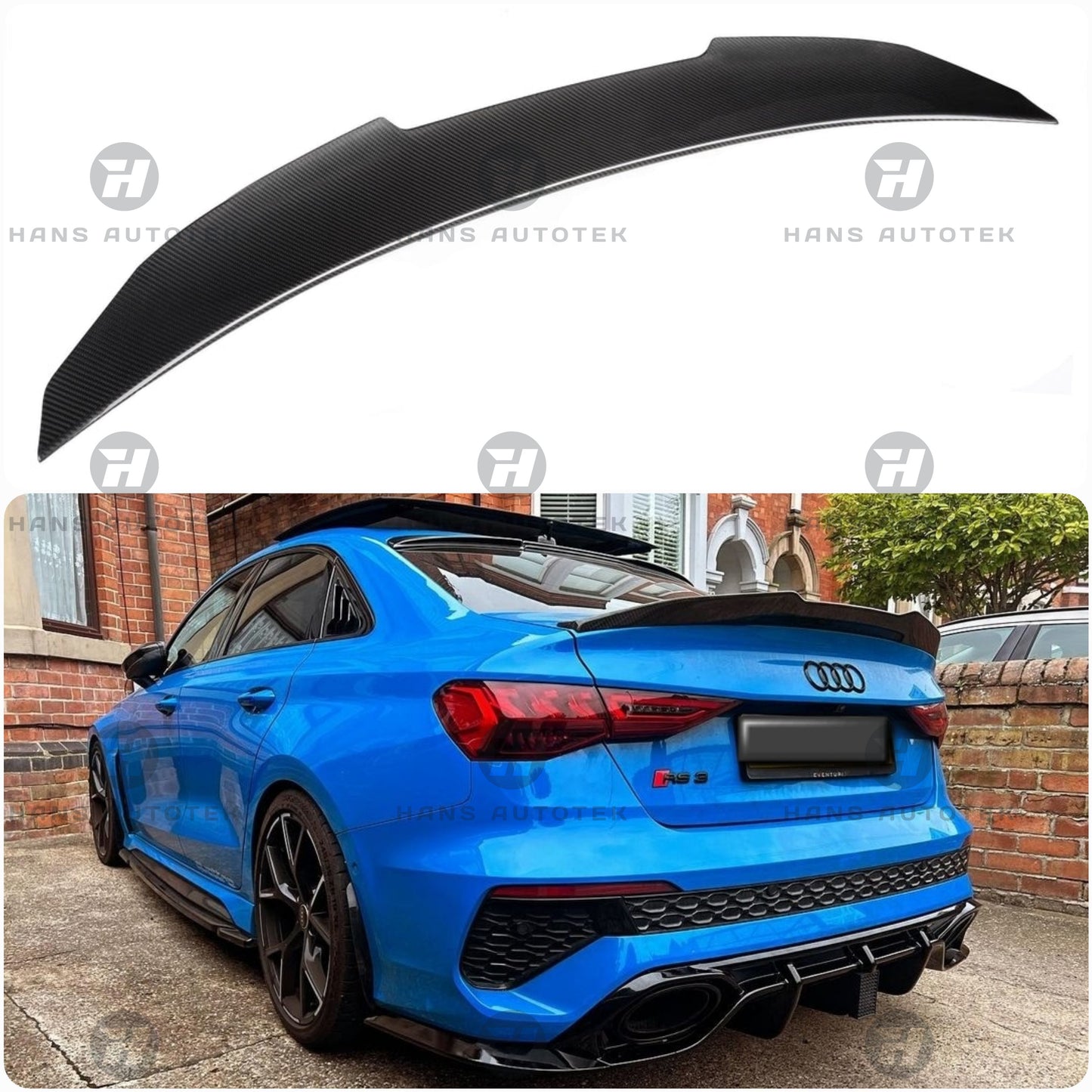 PSM Style Carbon Fiber Rear Trunk Spoiler For Audi A3 S3 RS3 GY Sedan ( 2022 - 2024)