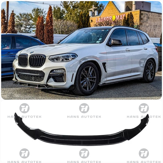 GLOSS BLACK W STYLE FRONT LIP SPLITTERS FOR BMW X3 G01 X4 G02 PRE LCI ( 17- 21 )