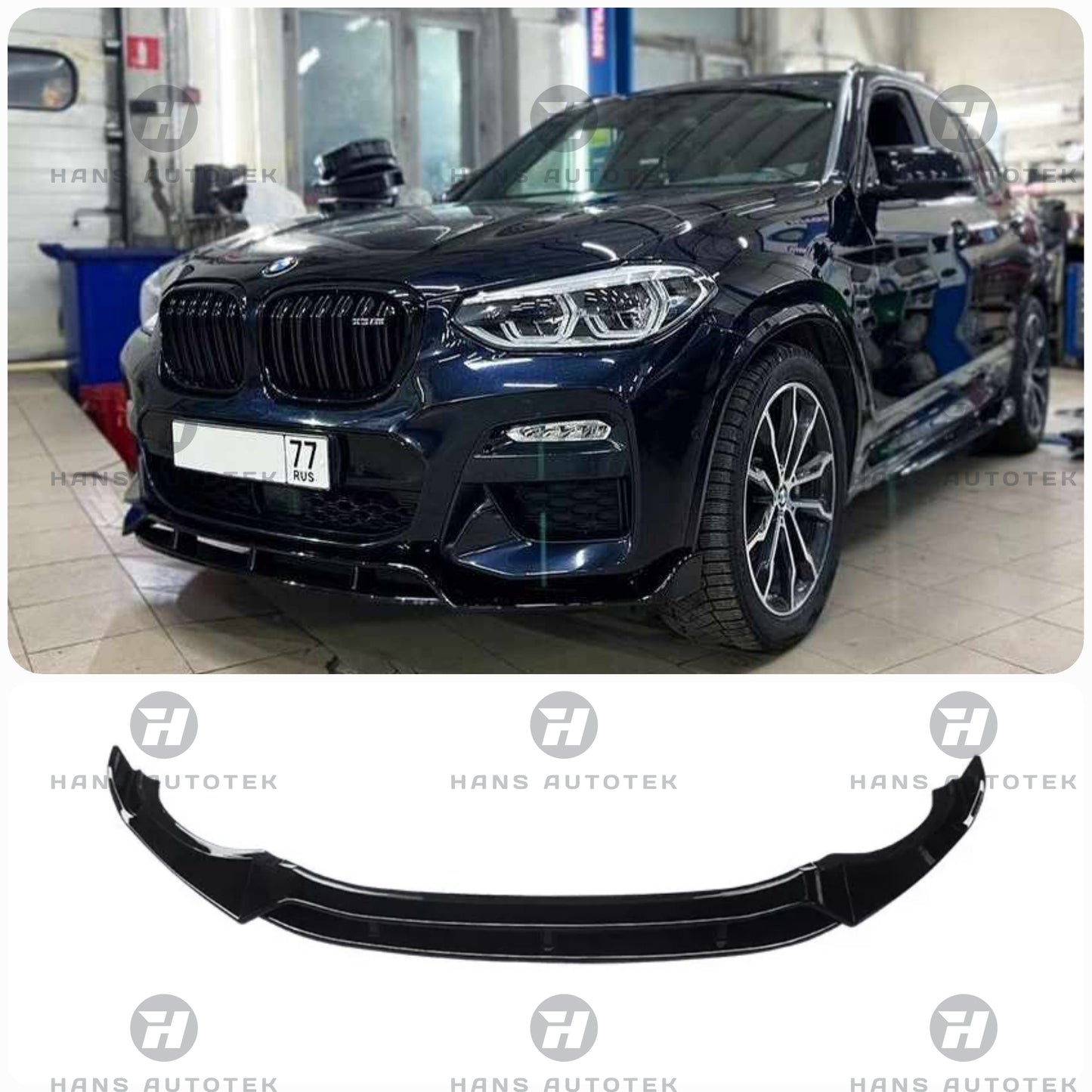 GLOSS BLACK W STYLE FRONT LIP SPLITTERS FOR BMW X3 G01 X4 G02 PRE LCI ( 17- 21 )