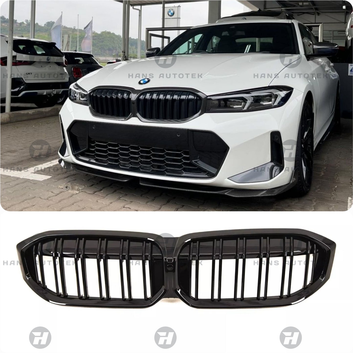 Gloss Black MP Style Grill FOR BMW 3 Series G20 G21 LCI Sedan Wagon MSport 2022+