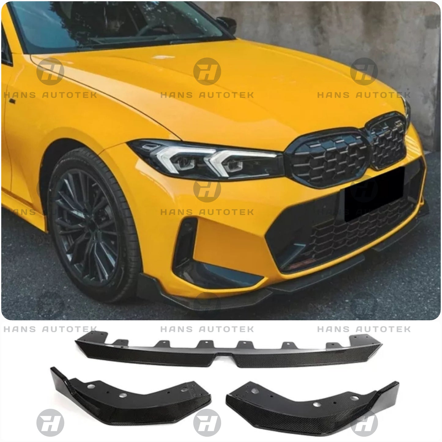 REAL CARBON FIBER FRONT LIP FOR BMW 3 SERIES LCI G20 G21 M SPORT SED WAG 2022+