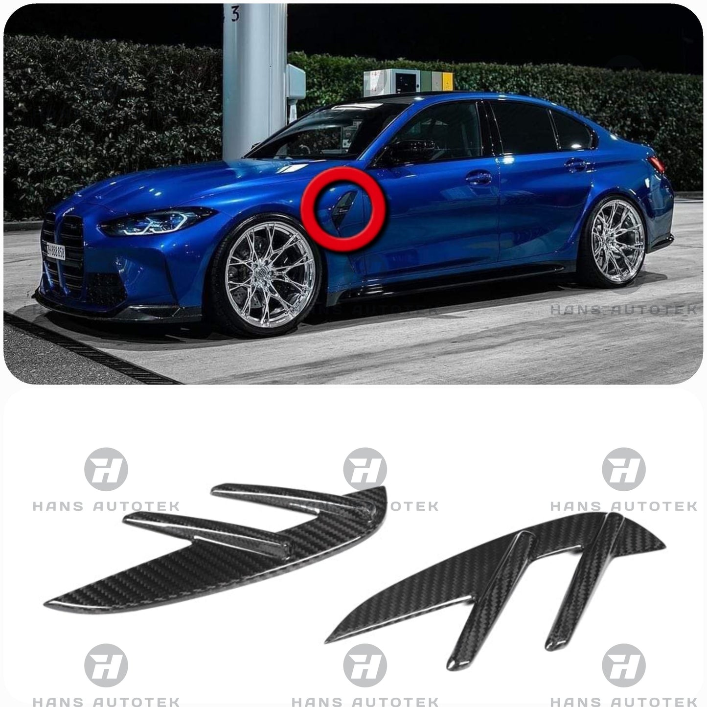 MP Style Full Carbon Fibre Side Fender Trim Vent ADD ON cover FOR BMW G80 G81 M3
