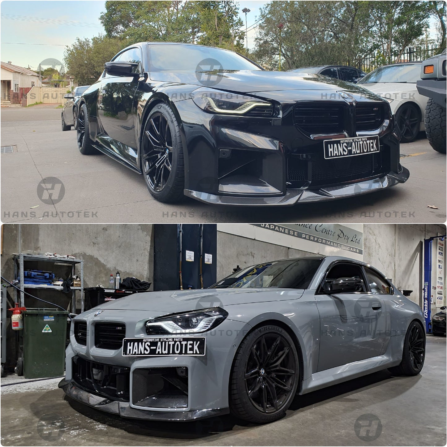 R STYLE REAL CARBON FIBER FRONT LIP SPLITTER FOR BMW M2 G87 COUPE ( 2022 - UP )