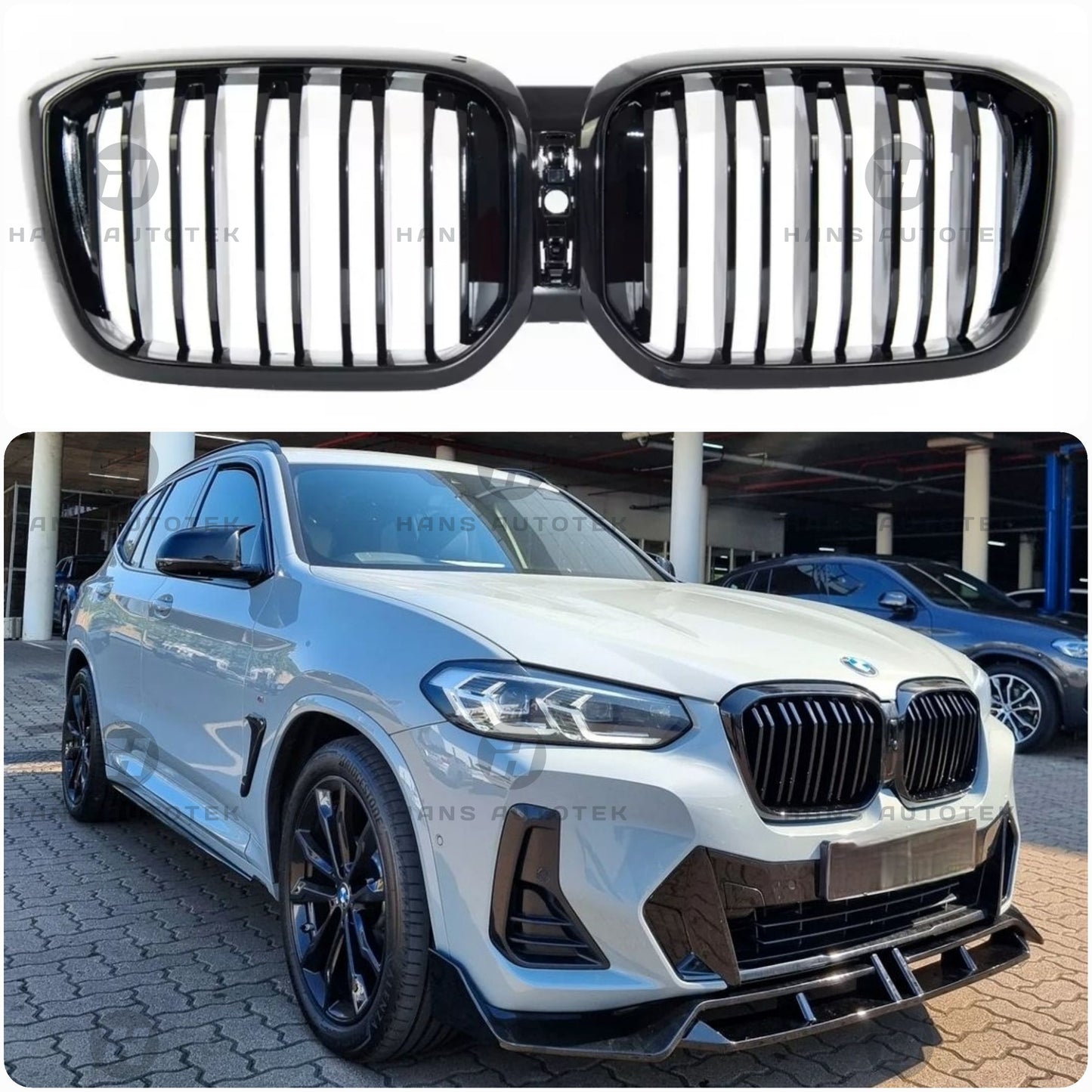 X3M X4M Style Front Bar Grille Grill Bumper for BMW X3 G01 LCI X4 G02 LCI ( 21-24 )