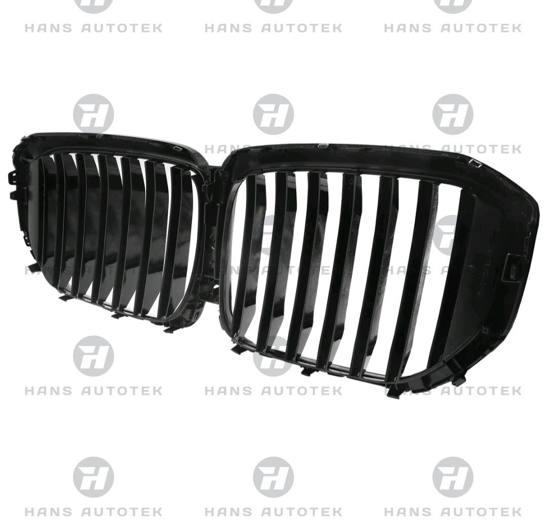 GLOSS BLACK M-STYLE FRONT BAR KIDNEY GRILL SINGLE SLATS FOR BMW X5 G05 LCI 23+