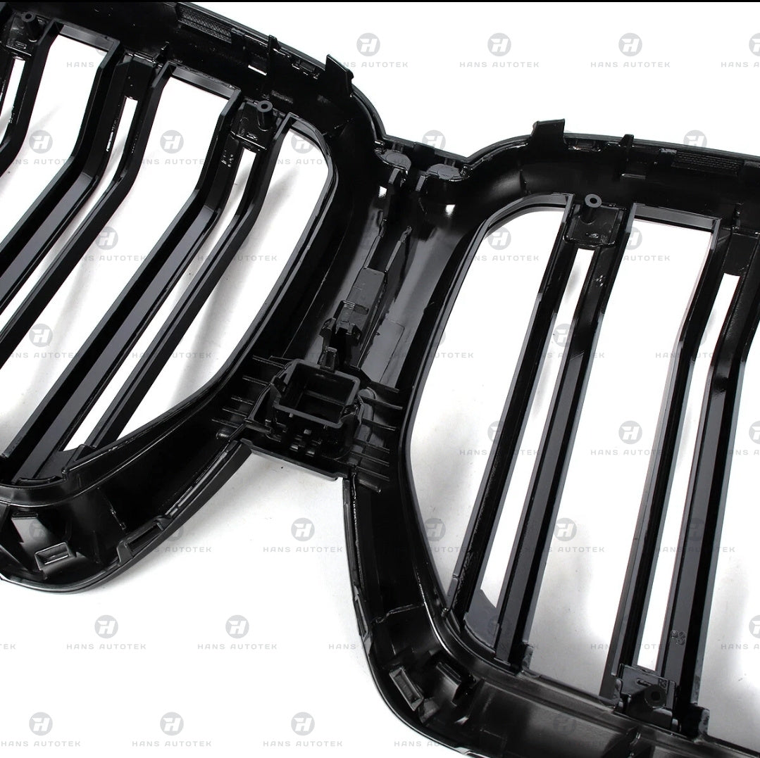 GLOSS BLACK M FRONT BAR KIDNEY GRILL DUAL SLATS FOR BMW X6 G06 F96 X6M ( 19-23)
