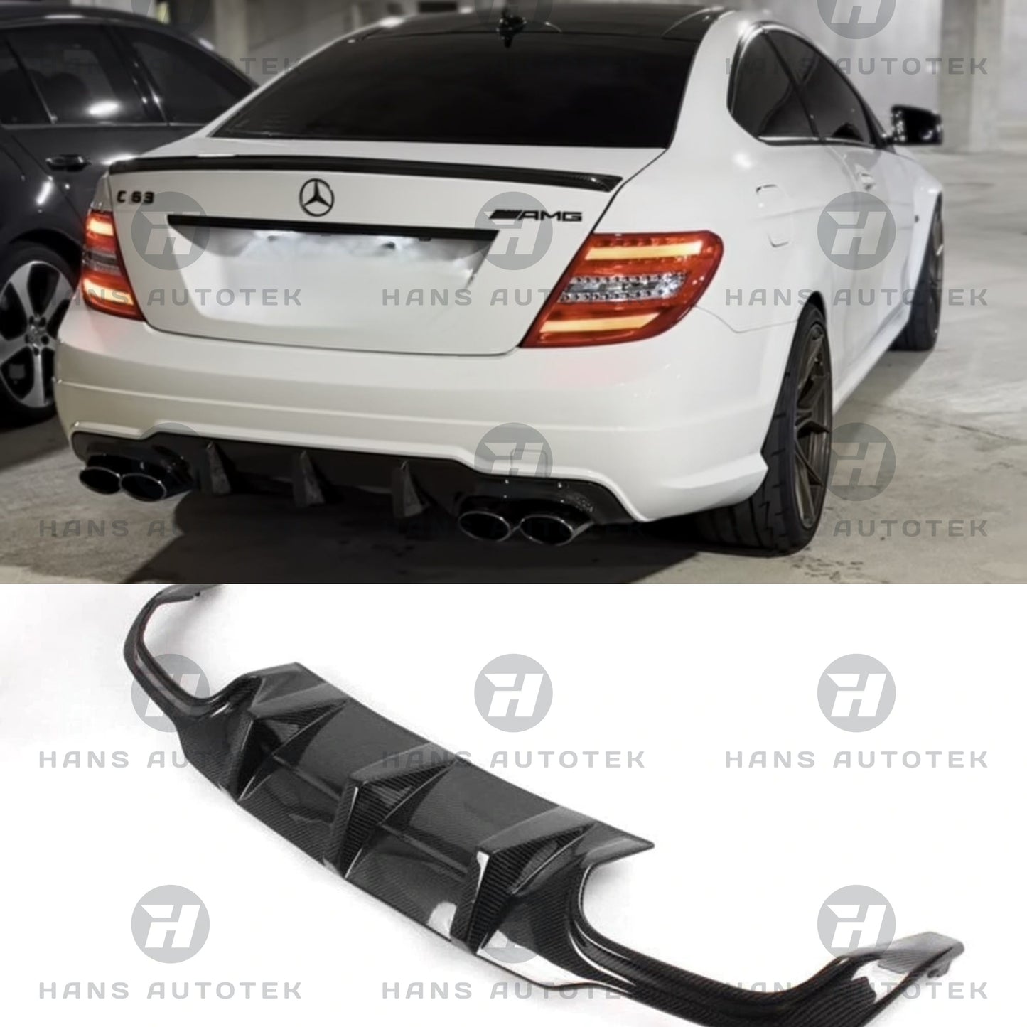 REAL CARBON FIBER REAR DIFFUSER BUMPER FOR MERCEDES C63 W204 FL ( 2011-2014)