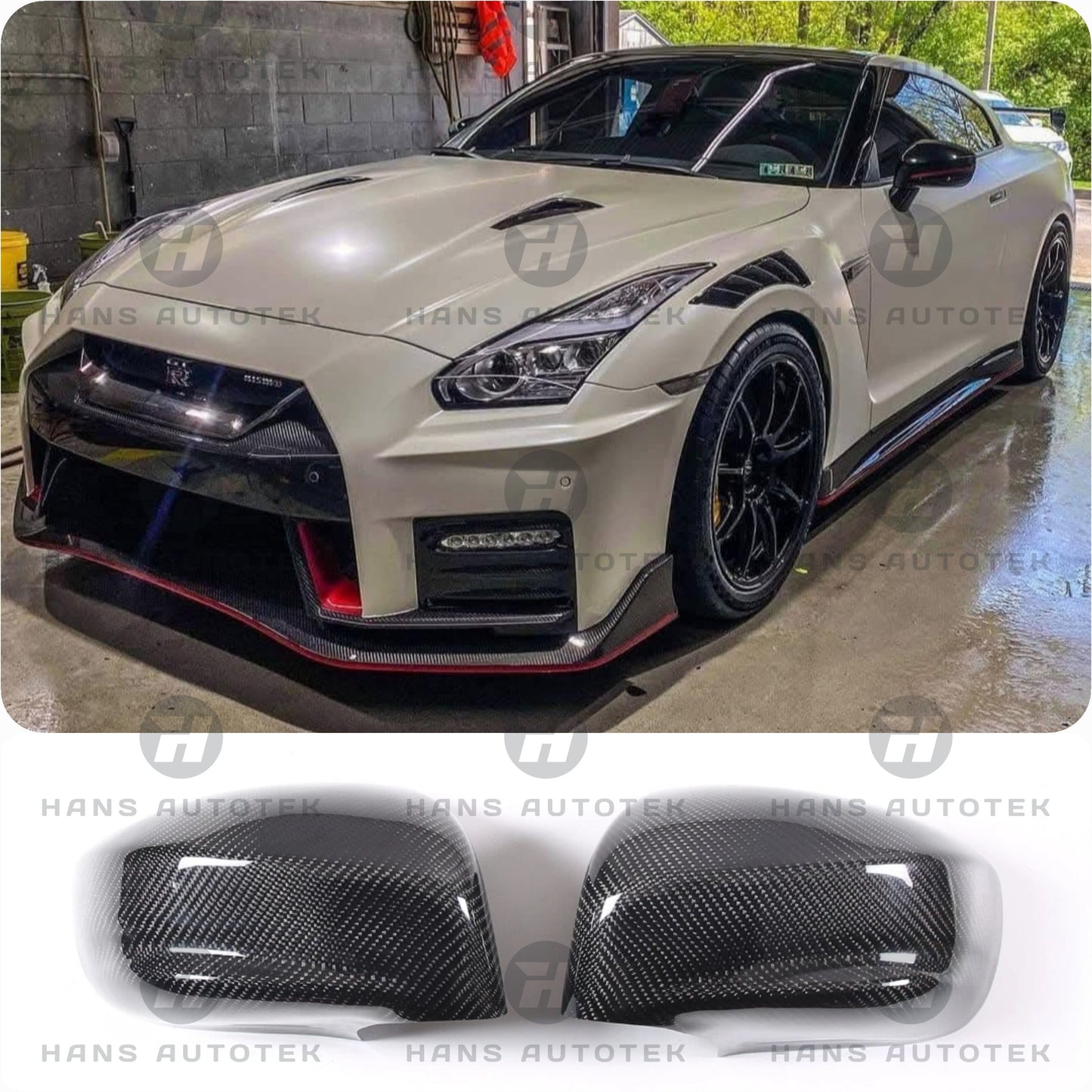 FULL PURE DRY CARBON FIBER MIRROR CAPS ADD ON FOR NISSAN GTR R35 NISMO (2007-2025)