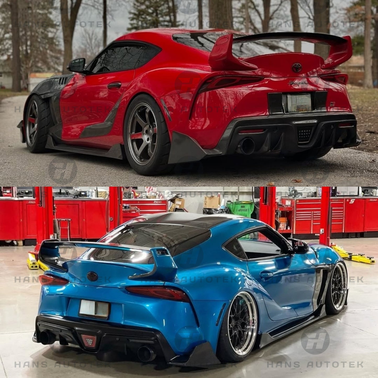 REAL CARBON FIBER STREET H STYLE REAR TRUNK WING FOR TOYOTA SUPRA MK5 A90 GR GTS